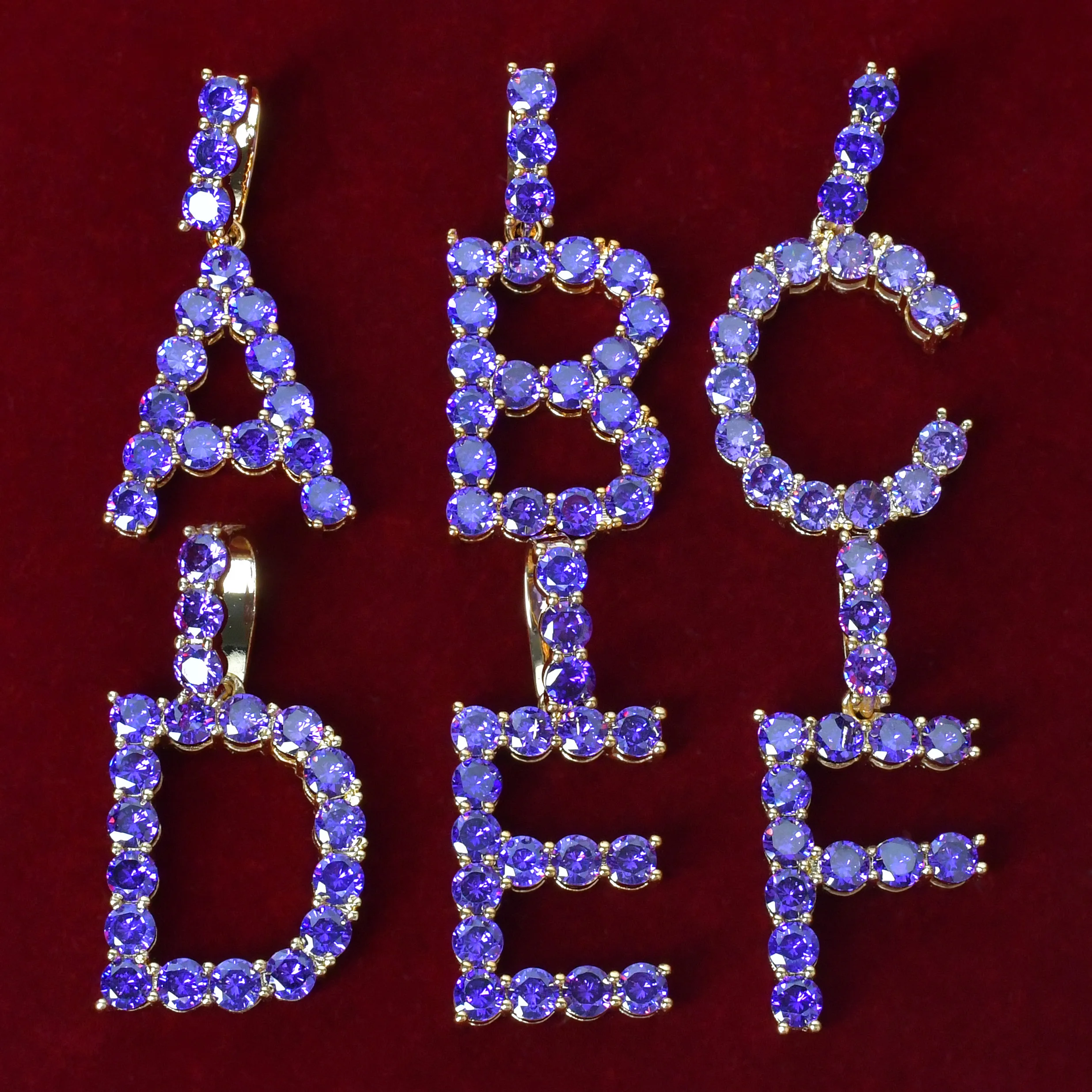 

A-Z Purple Initial Pendant Necklace Choker for Women Hop Hop Rock Street Jewelry