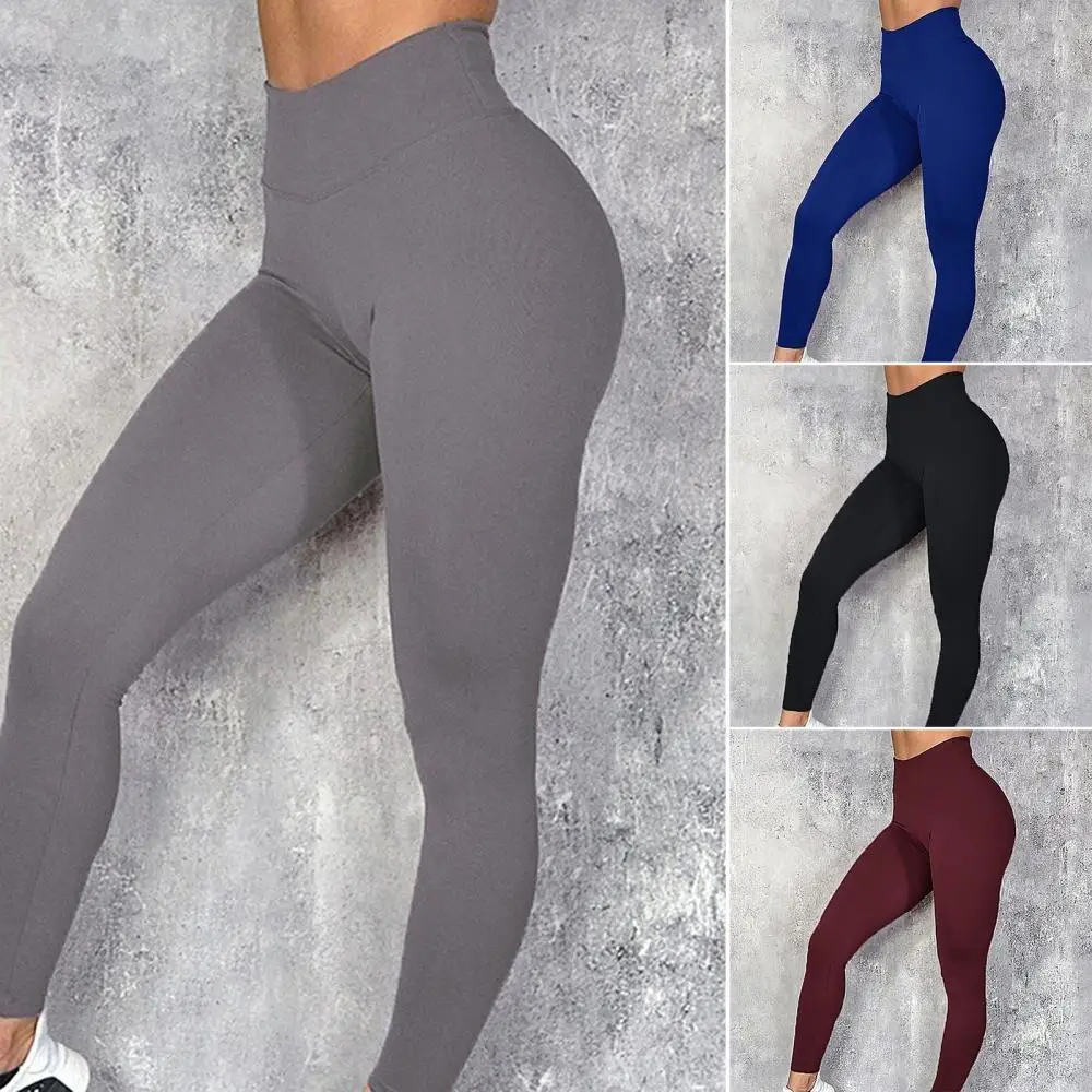 

Женские однотонные Цвет с высокой талией хип лифт узкие йоги тренажерного зала, леггинсы, брюки, штаны, брюки женские лосины для фитнеса