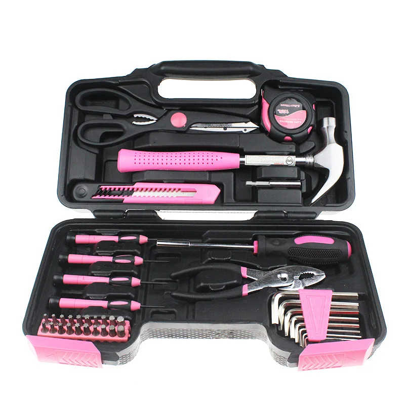 

39Pcs Hand Tool Set General Household Home Repair Tool Kit with Plastic Toolbox Storage Case Hammer Plier Screwdriver Knife