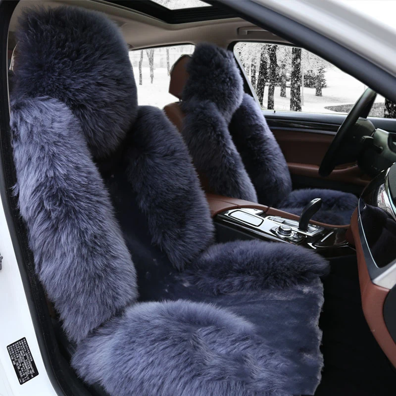 

Модная шерстяная подушка для автомобильного сиденья 100% Австралийский импортный мех, 1 шт. Серый Синий чехол для автомобильного сиденья тепл...