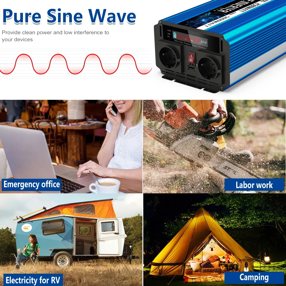 Инвертор немодулированного синусоидального сигнала EGSCATEE 5000 Вт 2500 12 В