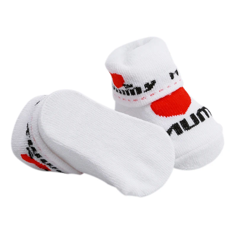 

100% cotton Baby socks rubber slip-resistant floor socks love dad love mum cartoon kids socks
