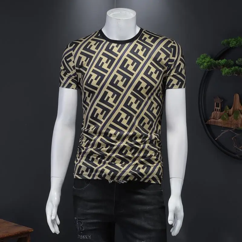 

2021 New Summer Stripe Color Matching Short Sleeve T-shirt Men's Summer Trend Letter Print T-shirt