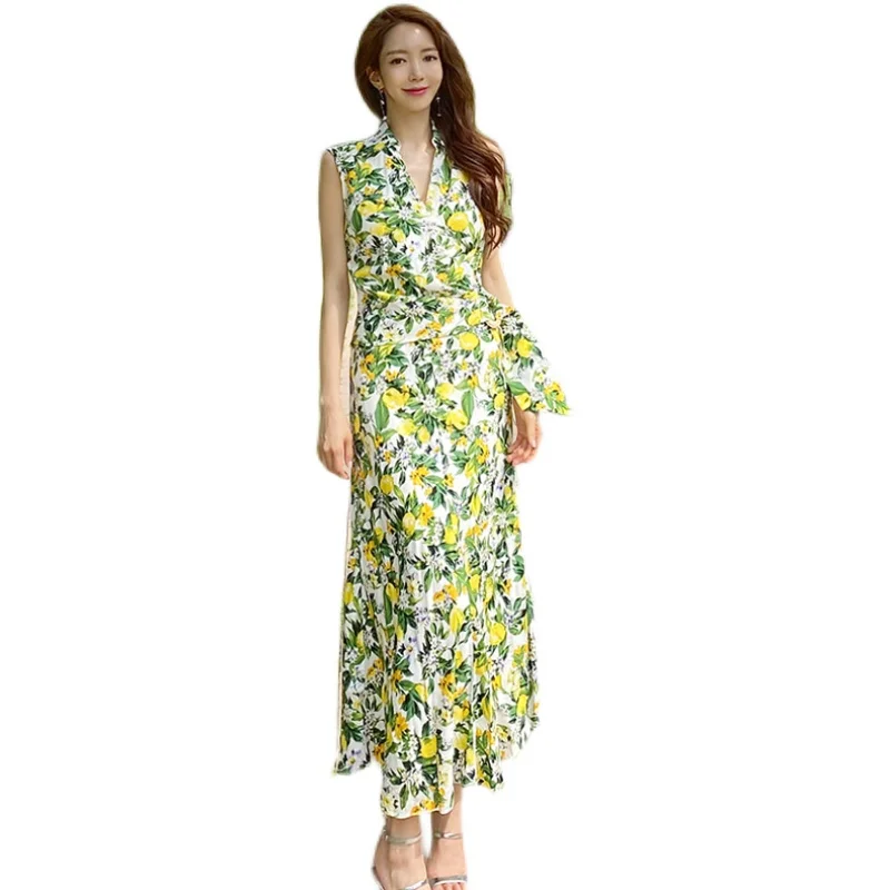 

New Women Maxi Floral Dresses Summer 2021 Runway Elegant Boho Fairy Korean Casual Sea Beach Vacation Party Night Long Vestidos