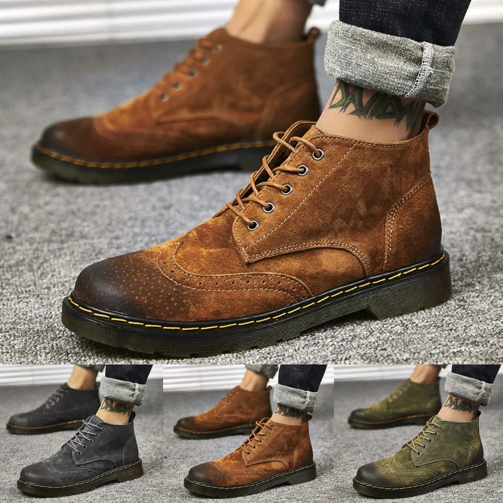 

2020 autumn new men's boots large British wind casual shoes high to help non-slip wear men's comfortable tooling shoes