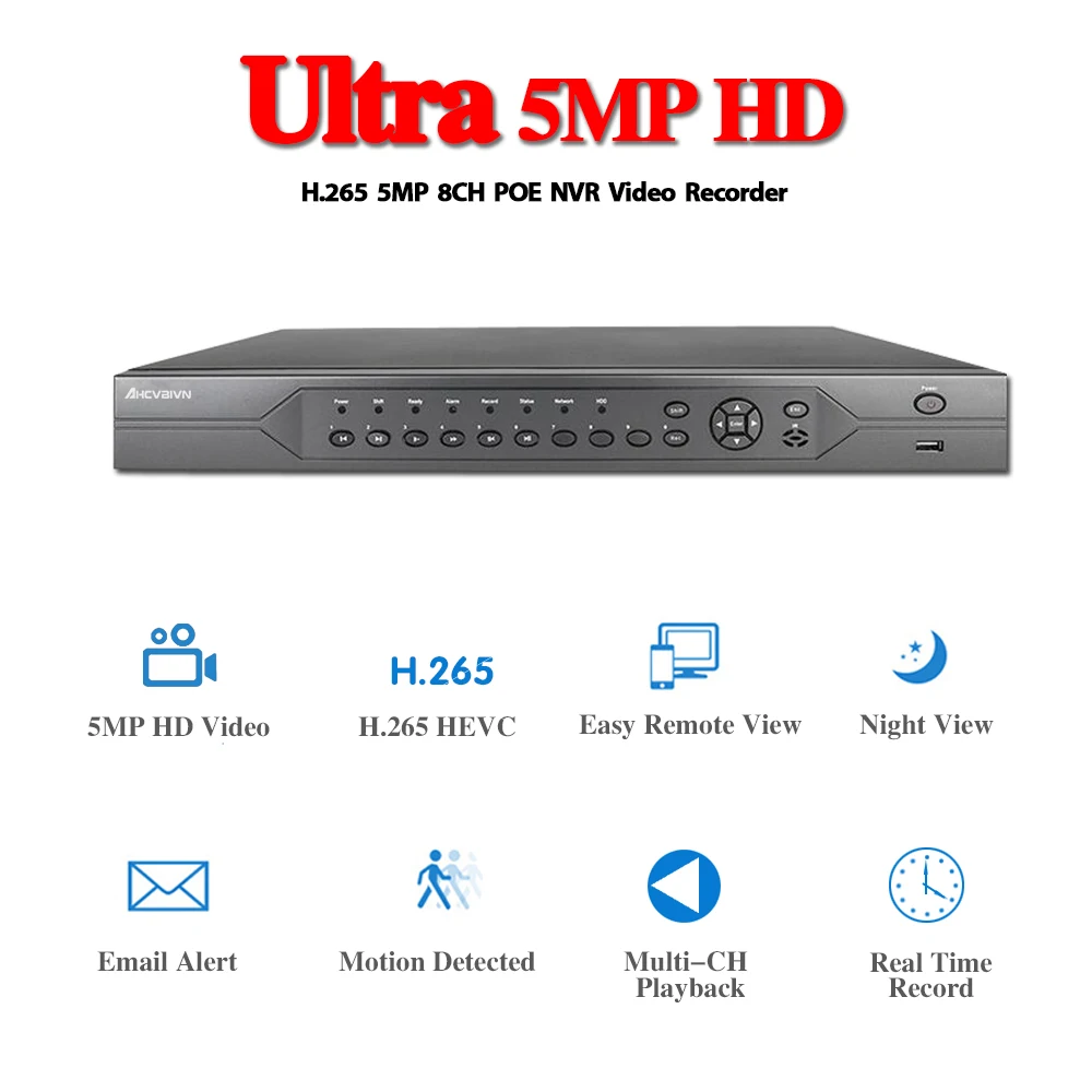 H.265 16CH 5MP 3MP 2MP 8CH 4K 48V POE NVR P2P ONVIF сетевой видеорегистратор для IP камеры
