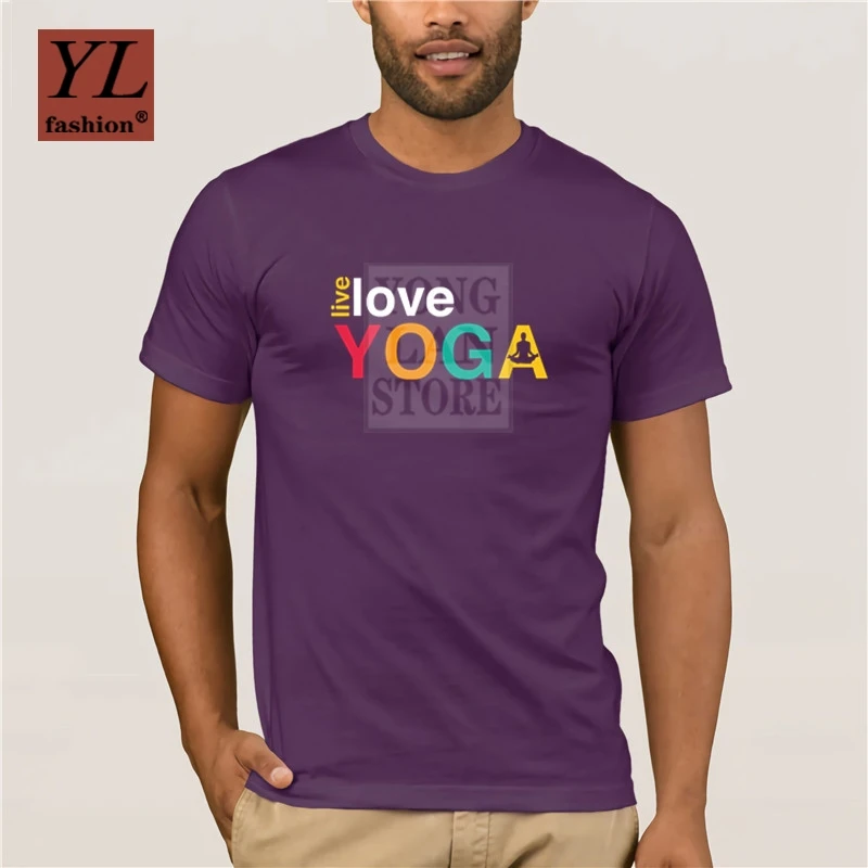 

2020 Summer Fashion Street Menslive love yoga for yoga classes round neck t shirt black front