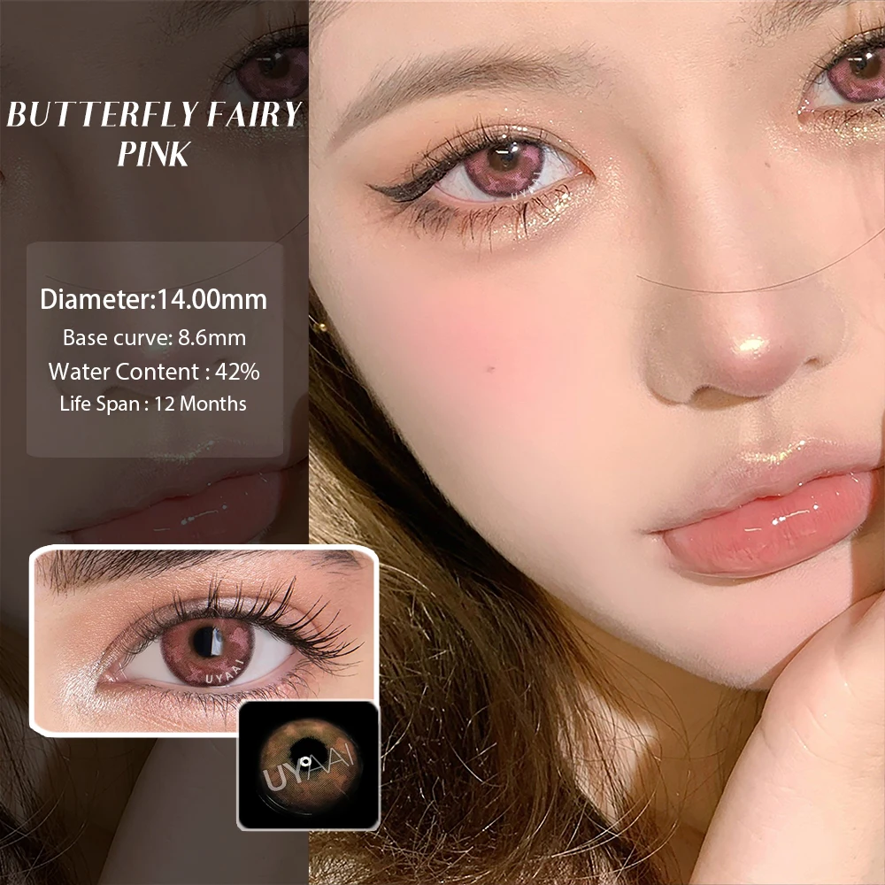 uyaai 1 pair colorcon sharingan itachi contact lens transparent fancy vision dragon fresh halloween cos eye pink lenses free global shipping