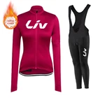Зимний теплый флисовый комплект LIV, одежда для велоспорта, Женский костюм из Джерси, спортивная одежда для велоспорта, одежда для горного велосипеда, теплые комплекты с комбинезоном, одежда для велоспорта