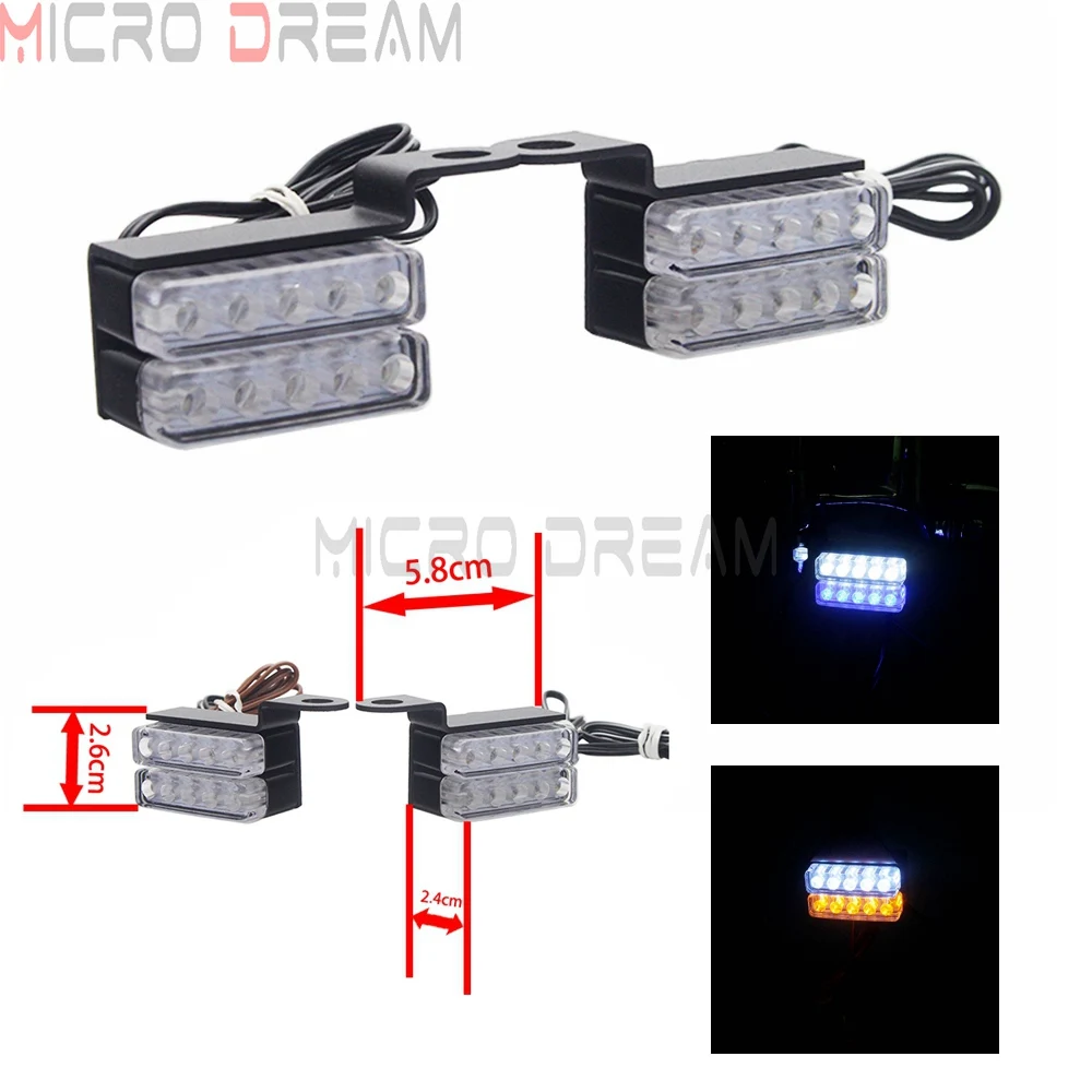 

Universal Mini LED Turn Signals White&Amber&Blue Blinker Flashing Indicator Lamp Holder 12V for Custom Chopper Bobber Cafe Racer