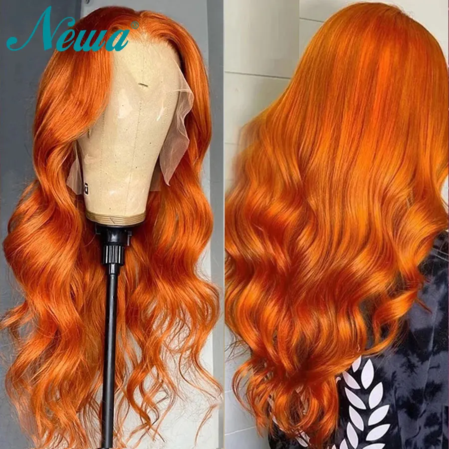 

Newa Ginger Lace Front Wig Brazilian 13x6 Lace Frontal Wigs For Women Orange Colored Human Hair Wig Pre Plucked 4X4 Closure Wig