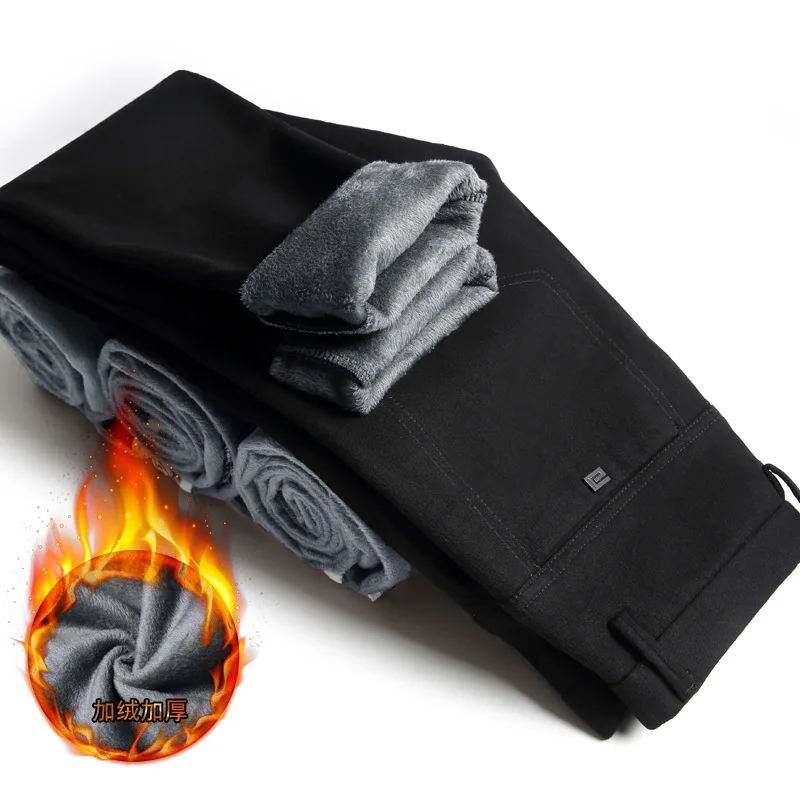 Брюки мужские флисовые стрейчевые повседневные Прямые Штаны облегающие брюки