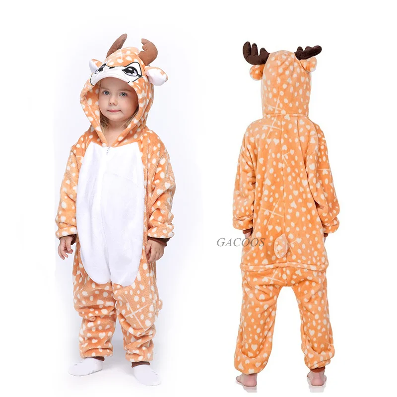 deer Kuguurumi/зимняя Пижама для маленьких девочек; комбинезон с единорогом из мультфильма; детская одежда для сна; фланелевый теплый комбинезон; детские пижамы - Цвет: deer