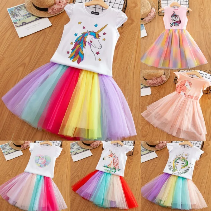 Girls Fancy New Design Unicorn Dress Girl Princess Rainbow Party Summer Kids Easter Costume Dress3-8Y | Детская одежда и обувь