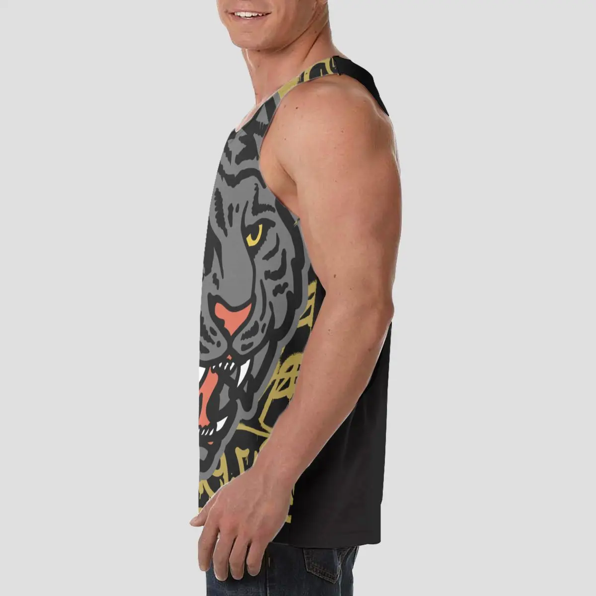 Новая мода рубашки без рукавов майка крутая Мужская рубашка для фитнеса с тигром