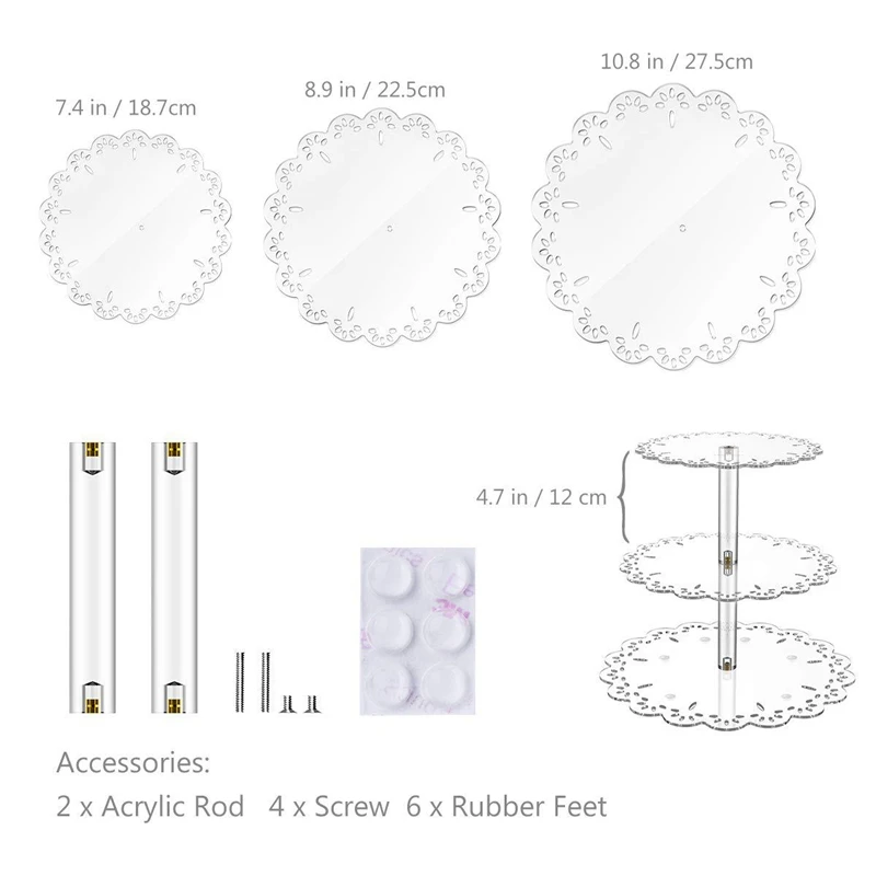3 яруса прозрачная чашка торт акриловая подставка кекс стендовые принадлежности