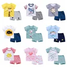 Детский летний комплект одежды для мальчиков 6, 9, 12, 18, 24 месяцев, новая одежда для малышей, крутые футболки с тираннозавром, детская одежда для новорожденных