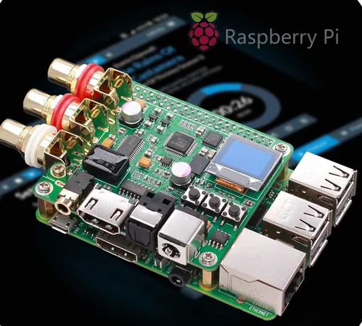 Placa de Som Alta Fidelidade Decodificador Raspberry pi Fibra Óptica Coaxial I2s Digital 384khz 32bit Dac