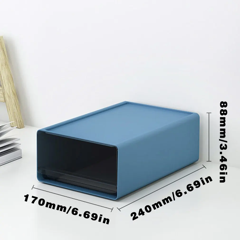 

Desktop Drawer Storage Box Transparent Push-Pull Drawer Organizer Stackable DIY Home Office Cabinet Drawer Type Locker Organizer