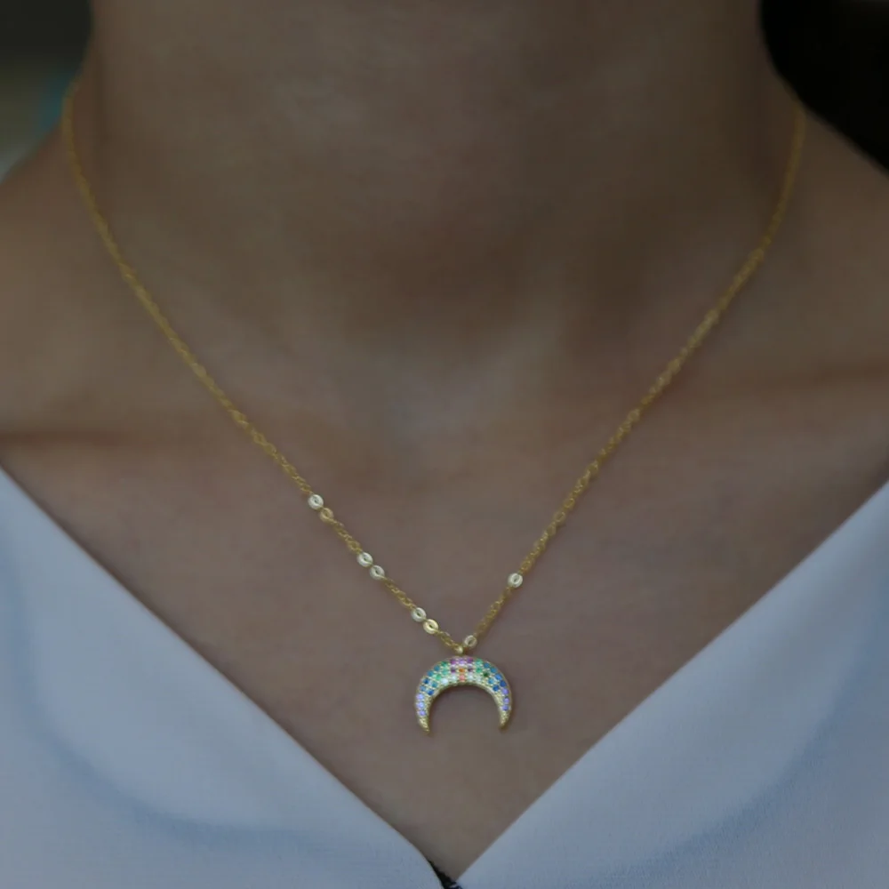 2021 Корея Нежный 925 шарма стерлингового серебра полумесяц Кулон для сексуальных