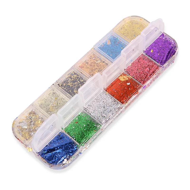 12 сетка/набор Блестки для ногтей алюминий неправильный голографический