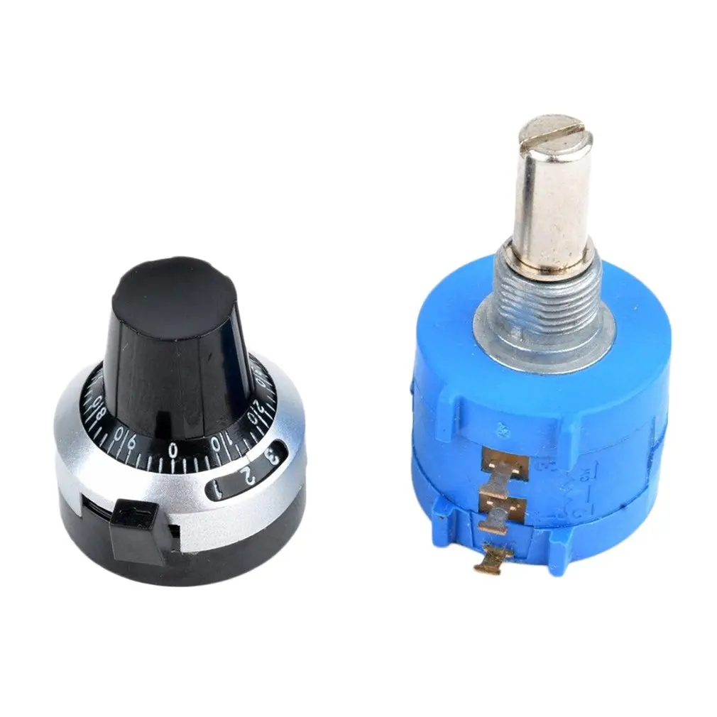 3590 10 Turn Potentiometer 500/2k/10k/50k Ohm Wirewound Multiturn Adjustable Resistor Precision with Rotary Dial Knob 6mm Shaft |