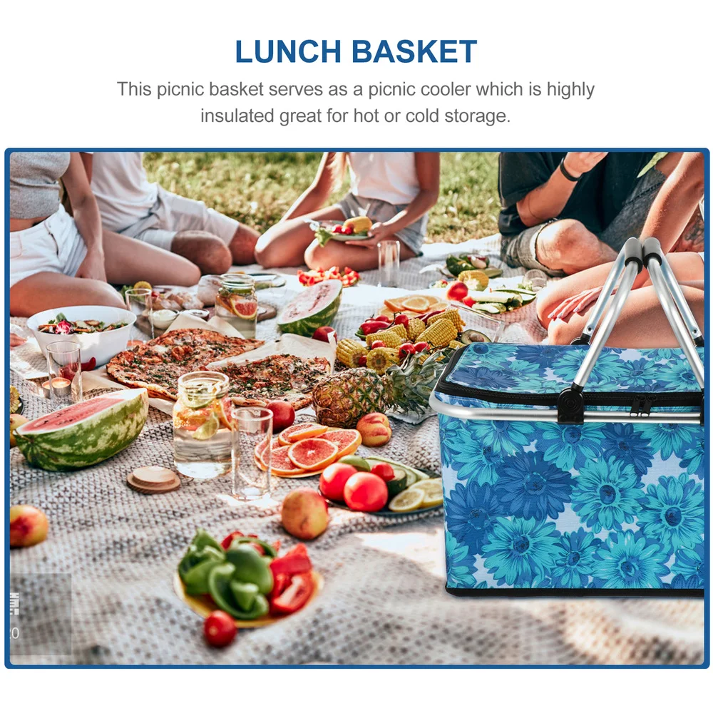

Picnic Insulation Basket Grocery Basket Folding Large Capacity Lunch Bag