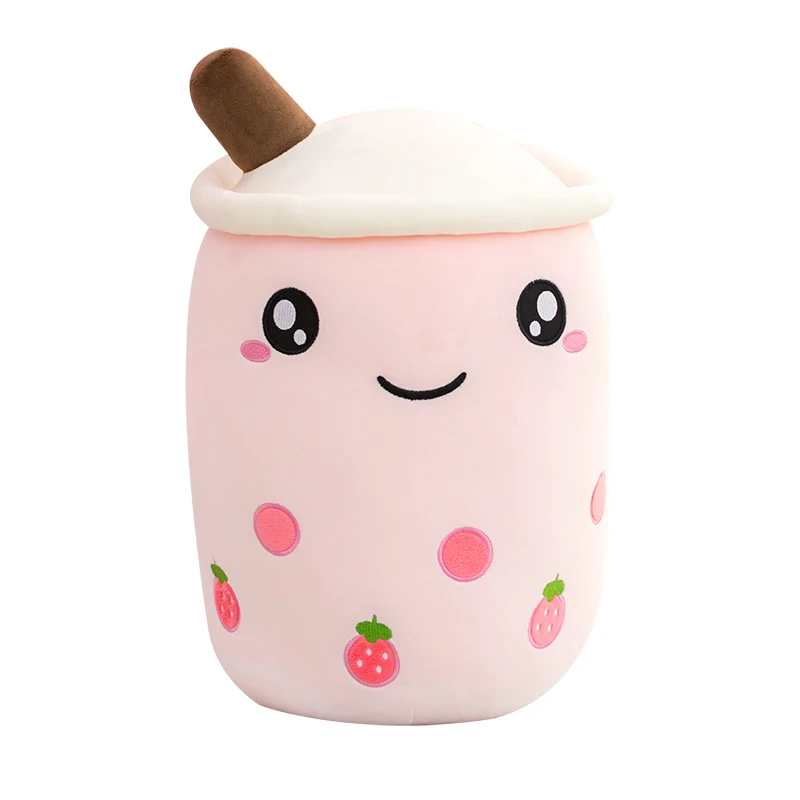

Fashion Drink Pillow with Suction Tube Adorable Back Cushion Funny Boba Food