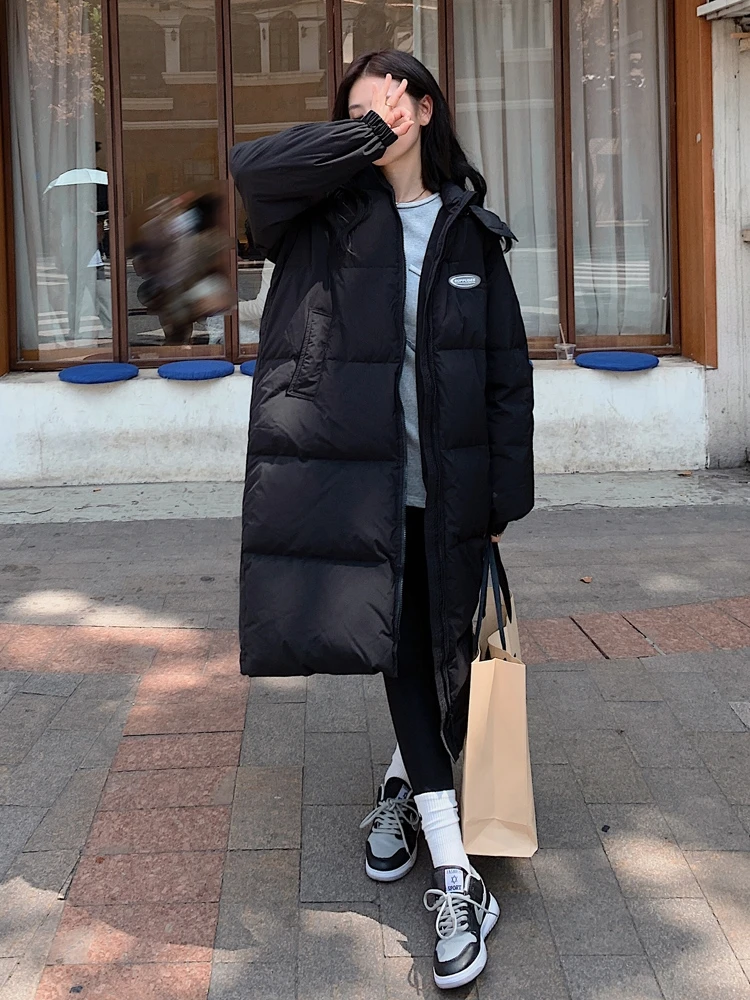 

2021 Winter New Korea Loose Hooded Thickened Black Cotton Clothes