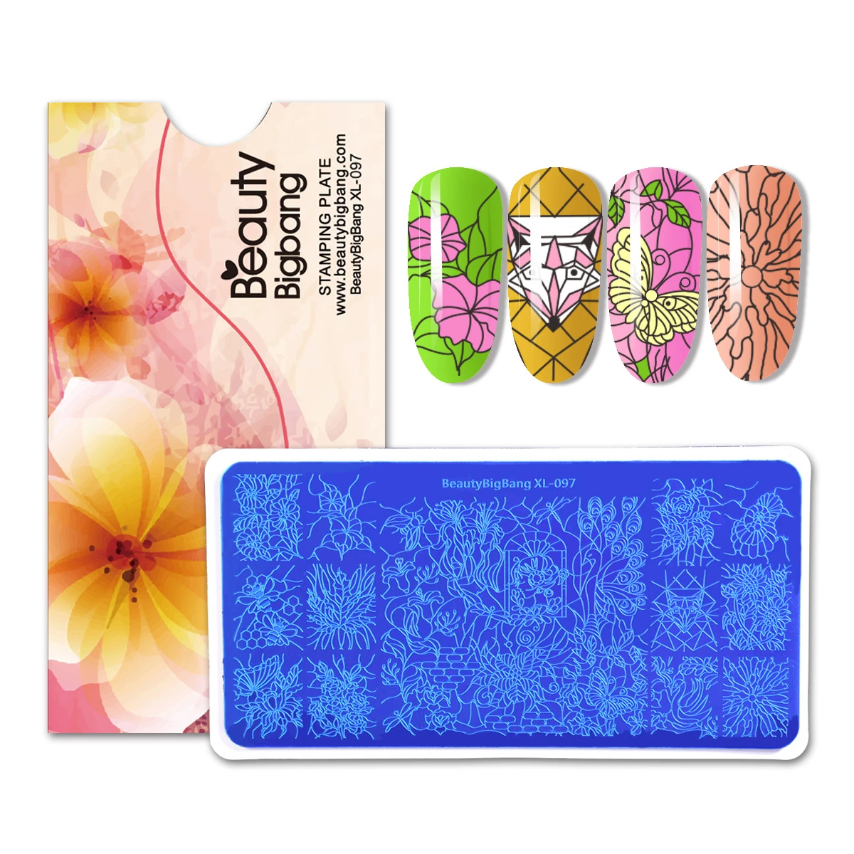 Шаблоны для штамповки ногтей BeautyBigbang трафареты дизайна в полоску с принтом