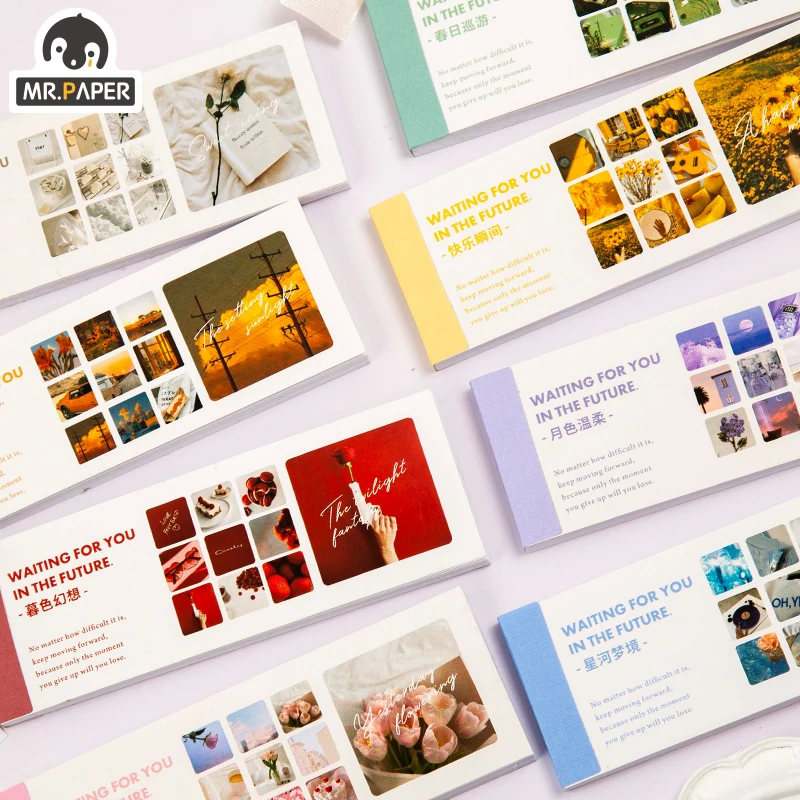 Mr.Paper 8 Designsins Wind ждет вас в будущей серии три сетки полосы Ins ветер наклейка книга творческие канцелярские принадлежности - изображение