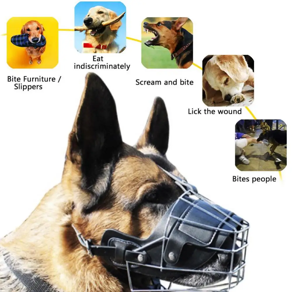 Dropshipping!Pet Dog Mouth Breathable Adjustable Anti-Bite Metal Muzzle Protection Cover Dog Accessories