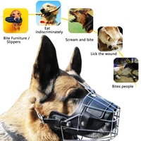 dropshippingpet dog mouth breathable adjustable anti bite metal muzzle protection cover dog accessories
