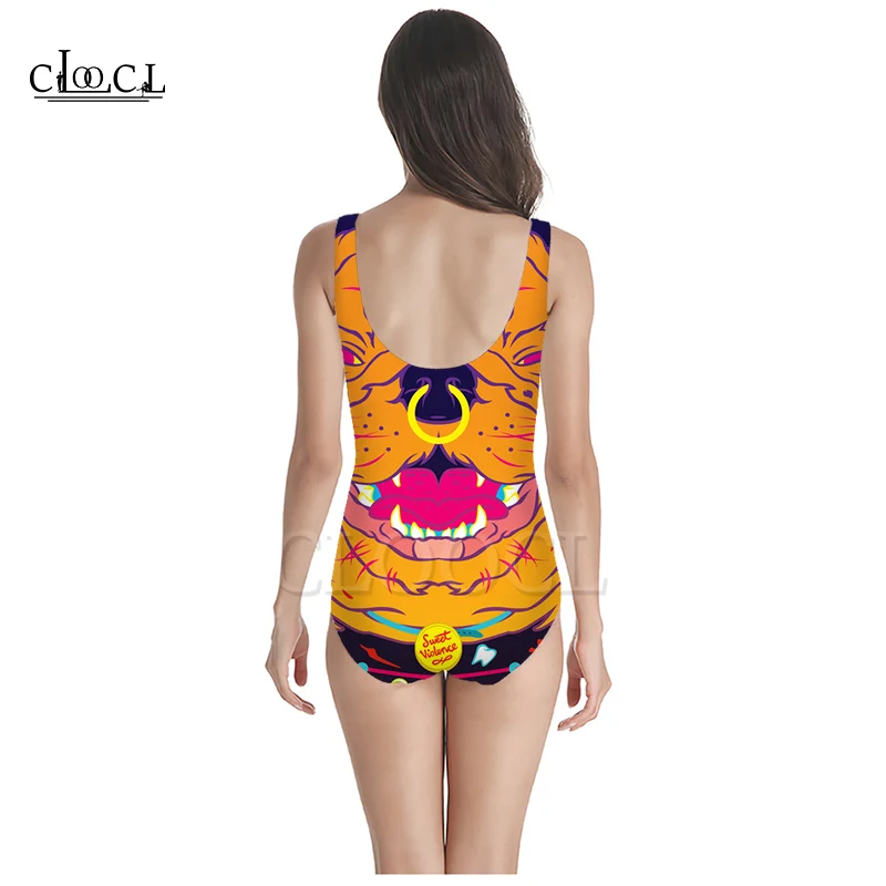 Женский слитный купальник CLOOCL с красочными перьями и 3D принтом купальный костюм