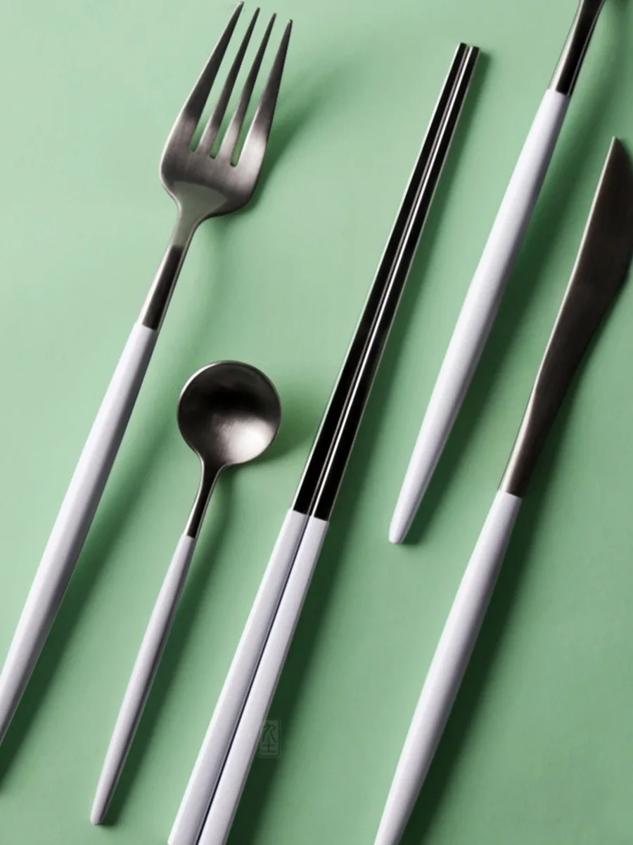 Портативный набор столовых приборов из нержавеющей стали 4 цвета | Дом и сад