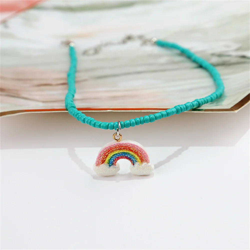Best Friend Necklace Women's For Girl Rainbow Charm Fashion Lady Cloud Luck Jewelry Long Pendant | Украшения и аксессуары