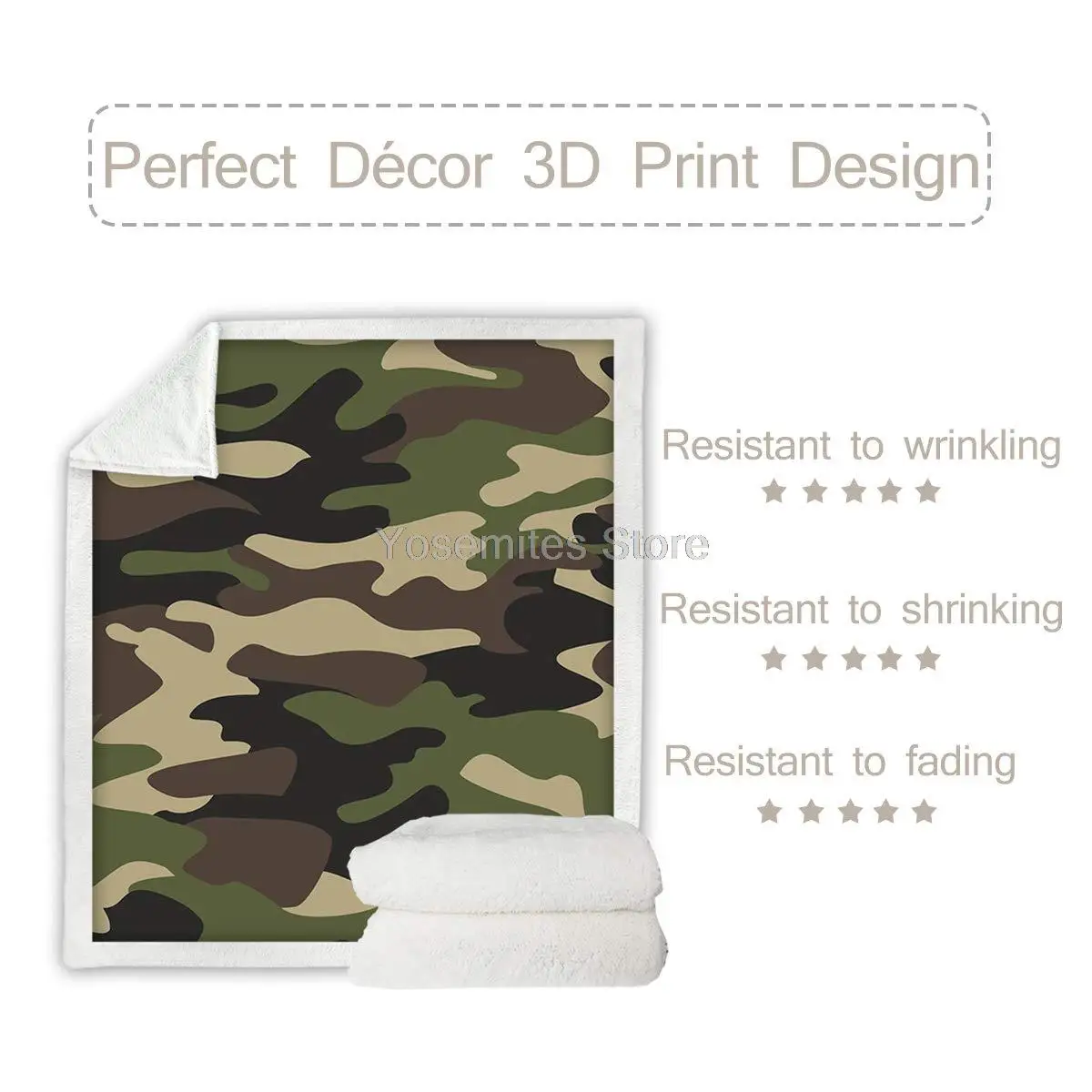 Камуфляжное искусственное одеяло коричневое зеленое камуфляжное шерпа мягкое