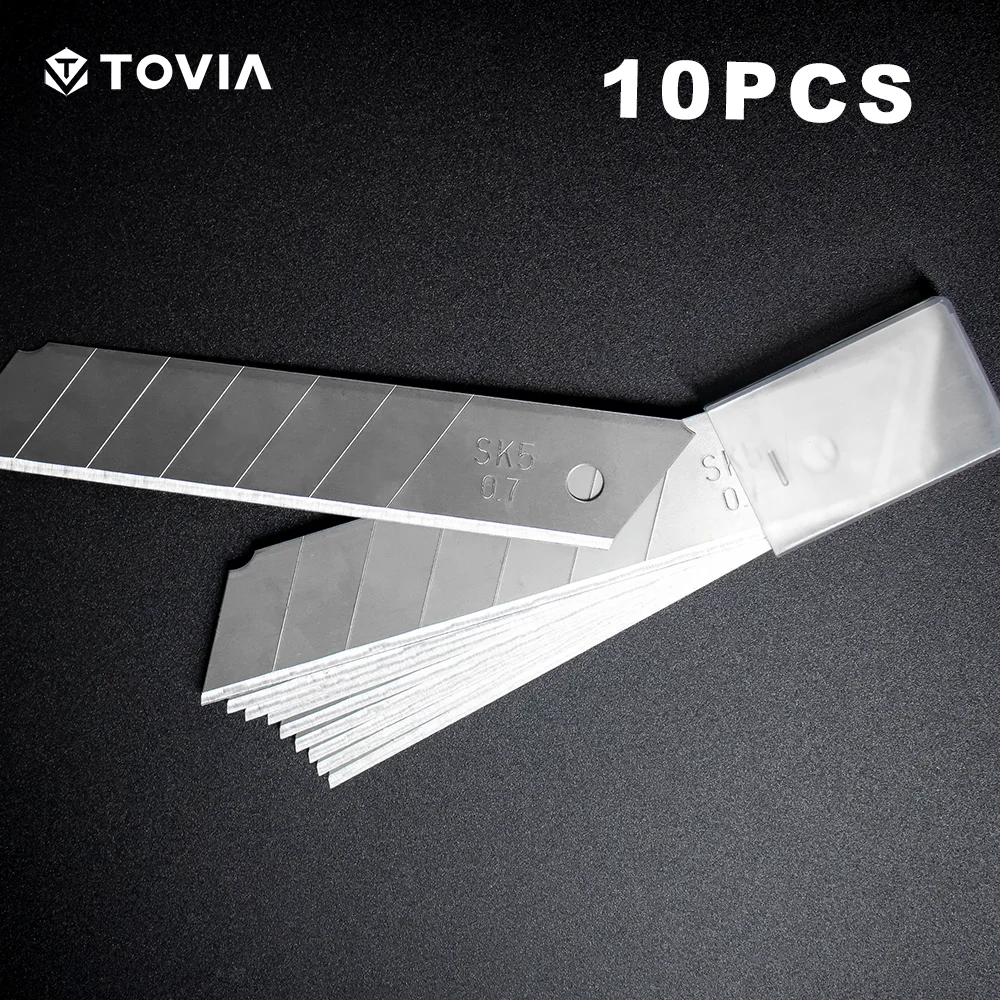 TOVIA 18mm/25mm Original Blade SK5 Steel Segmented Blade Knife Heavy Duty Refillable Blade 10pcs for Utility Knife