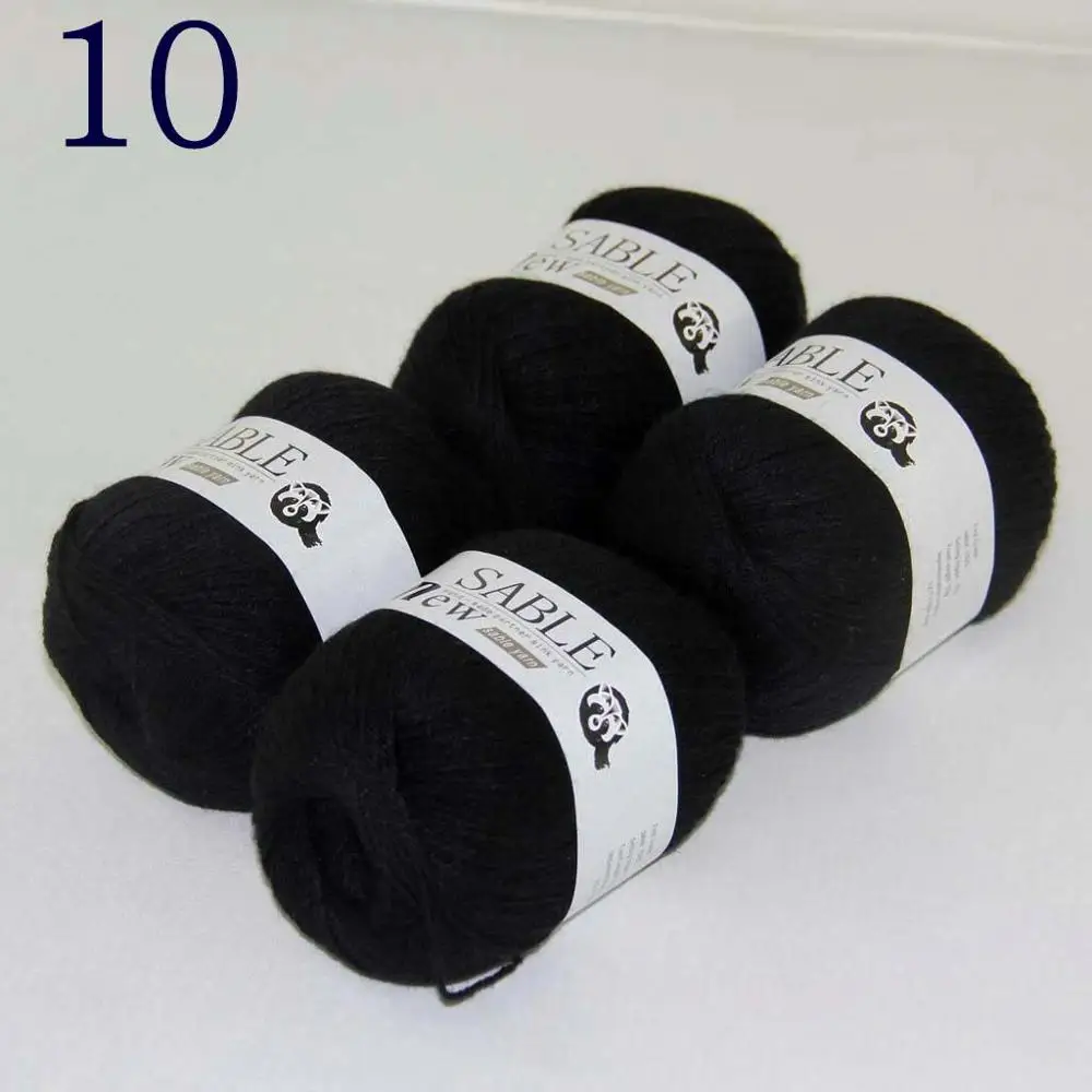 

Sale Super Soft 4X50g Pure Sable Cashmere Wrap Shawls Hand Knit Wool Crochet 243-10 Black