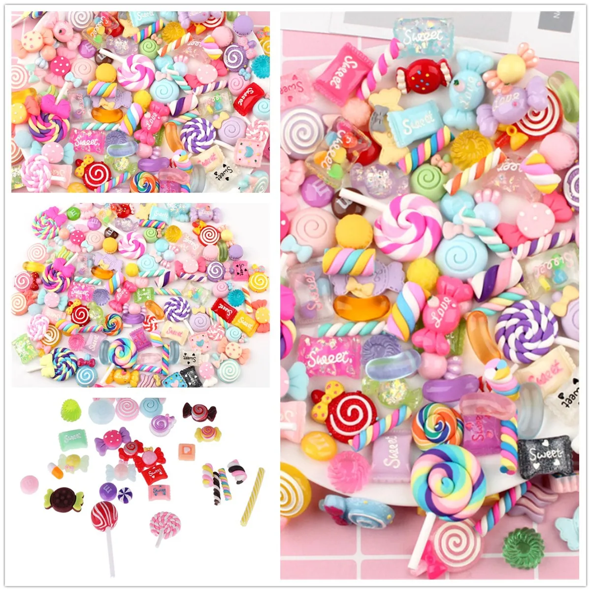 

30Pcs Colorful Slime Beads Resin Candy Flatbacks Scrapbooking Charms DIY Crafts