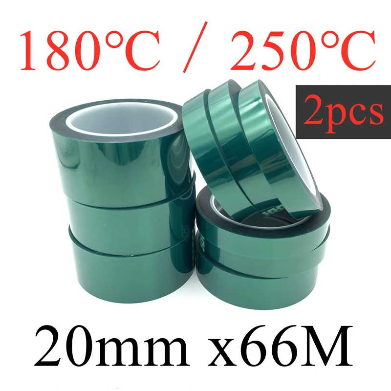 

2Pcs Green PET Film Tape 20mm x66M High Temperature Heat Resistant PCB Circuit Board Plating Insulation Protection Adhesive Tape