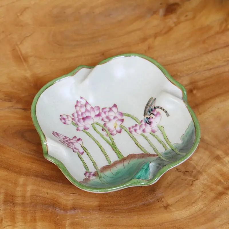 Деликатная ручная роспись пластина Пепельница держатель ювелирных украшений