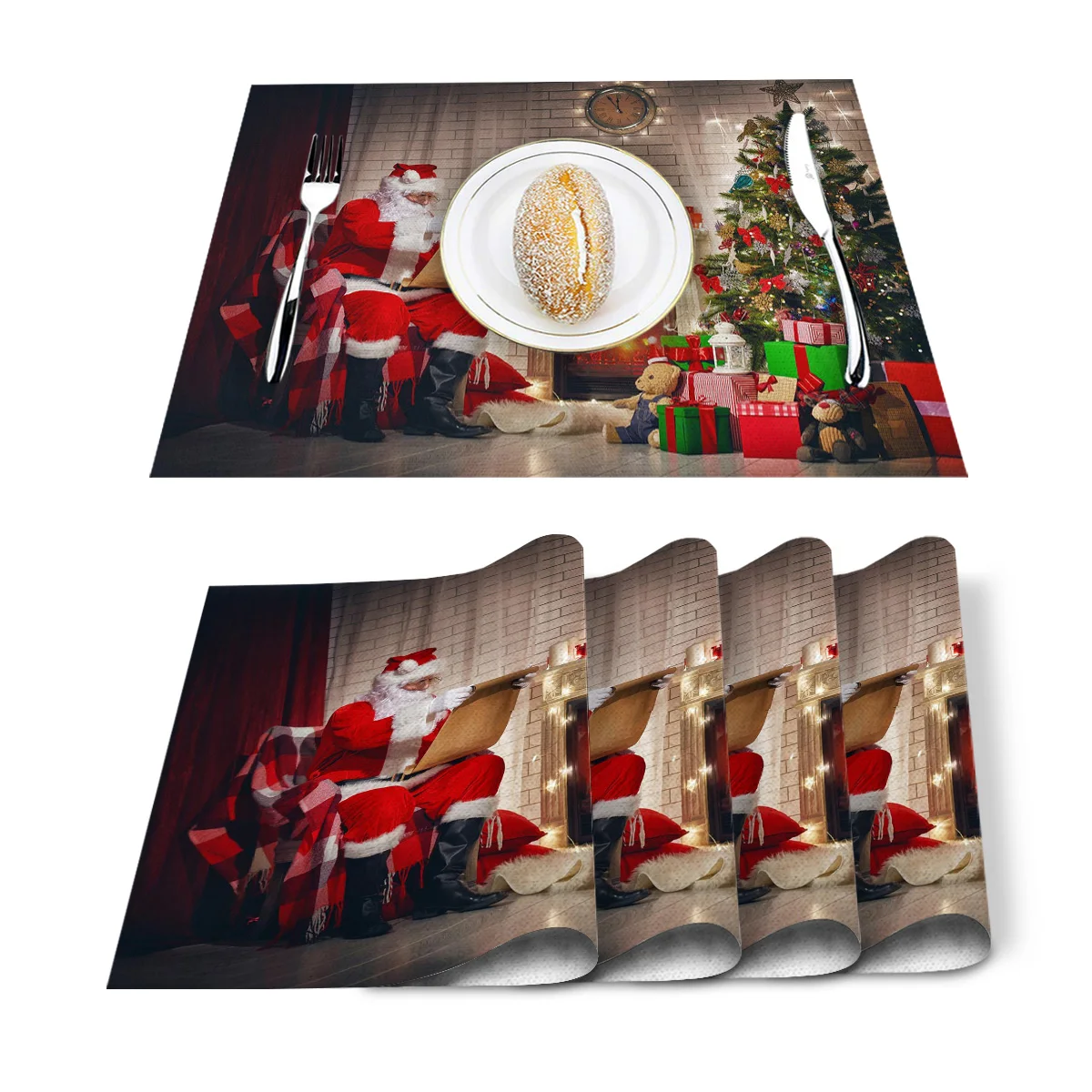 Рождественская елка подарок колокольчик красный коврик Моющийся хлопок белье