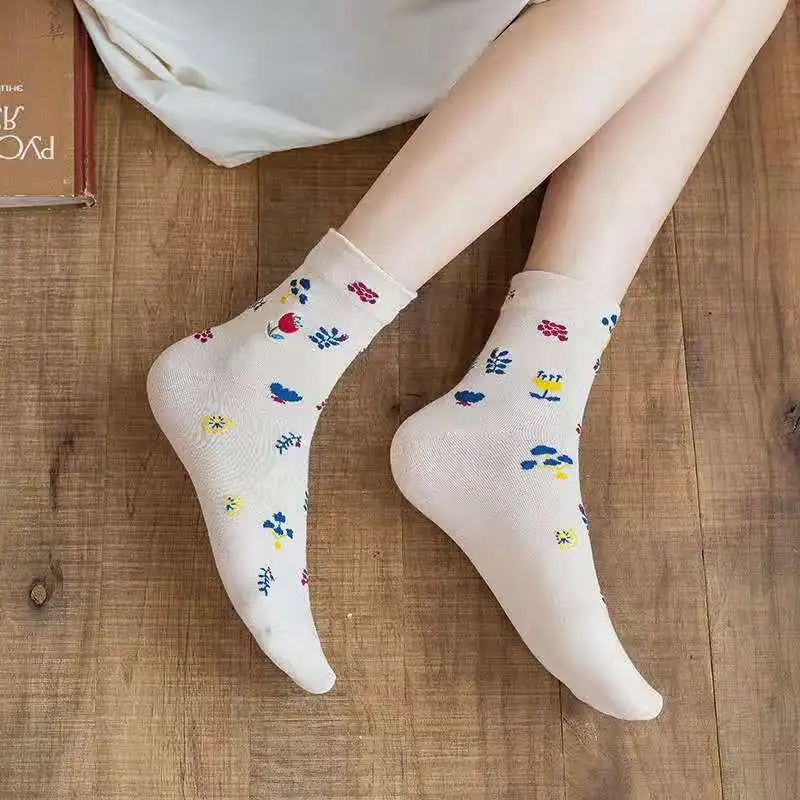 Кружевные чулки женские носки на весну и осень-зиму хлопковые милые японские