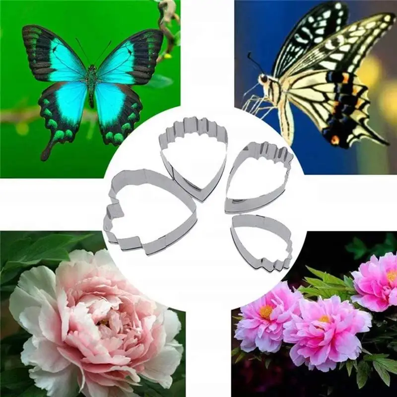 4pcs/lot Heart Peony Flower Cake Mold Stainless Steel Fondant Sugarcraft Cookie Biscuit Cutter |