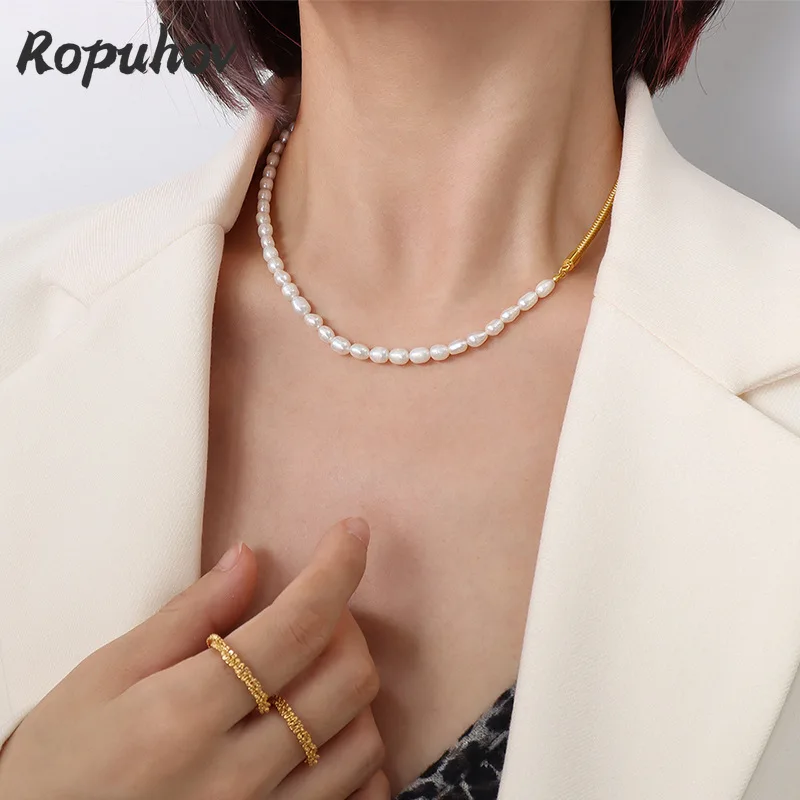 

Новинка 2021, богемное популярное ожерелье из пресноводного жемчуга Ropuhov 925 Silver2021, цепочка из тяжелого металла, дизайнерская цепочка из титано...