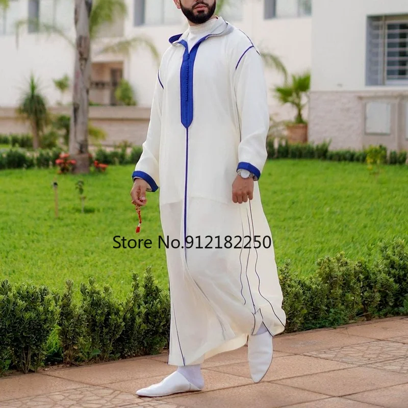 Dubai Men Jubba Thobe Muslim Islamic Clothing Kimono Long Robe Saudi Musulman Wear Abaya Caftan Islam Dubai Arab Dressing Mens
