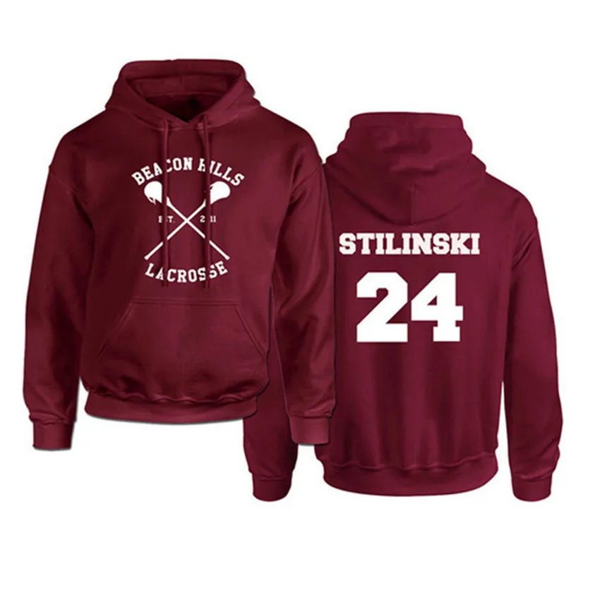 

FAKUNTN Mens Hoodies Teen Wolf Hoodie Men Stilinski 24 Lahey McCall Pullover Sweatshirt Male Hooded Hip Hop Hoodies Streetwear