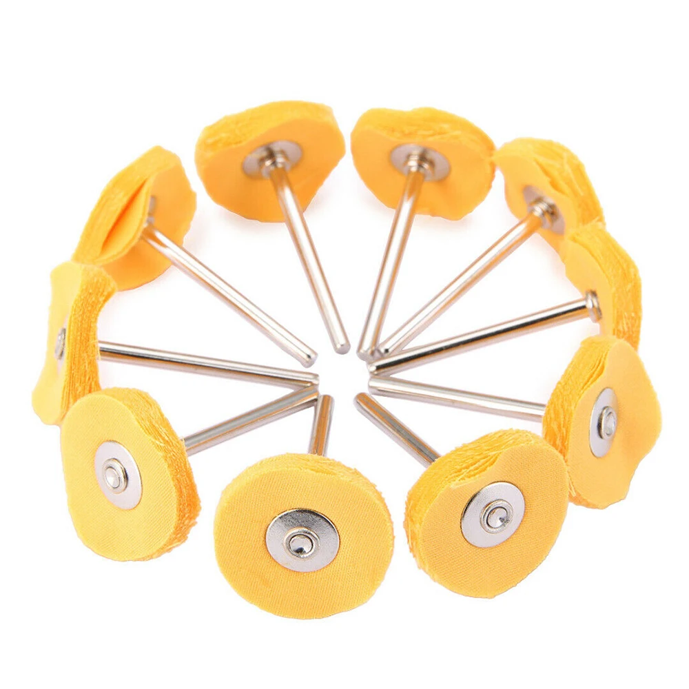 

Cloth Polishing Wheel Brush Pad 3mm Shank Yellow Jewelry Wood Buffer Rust