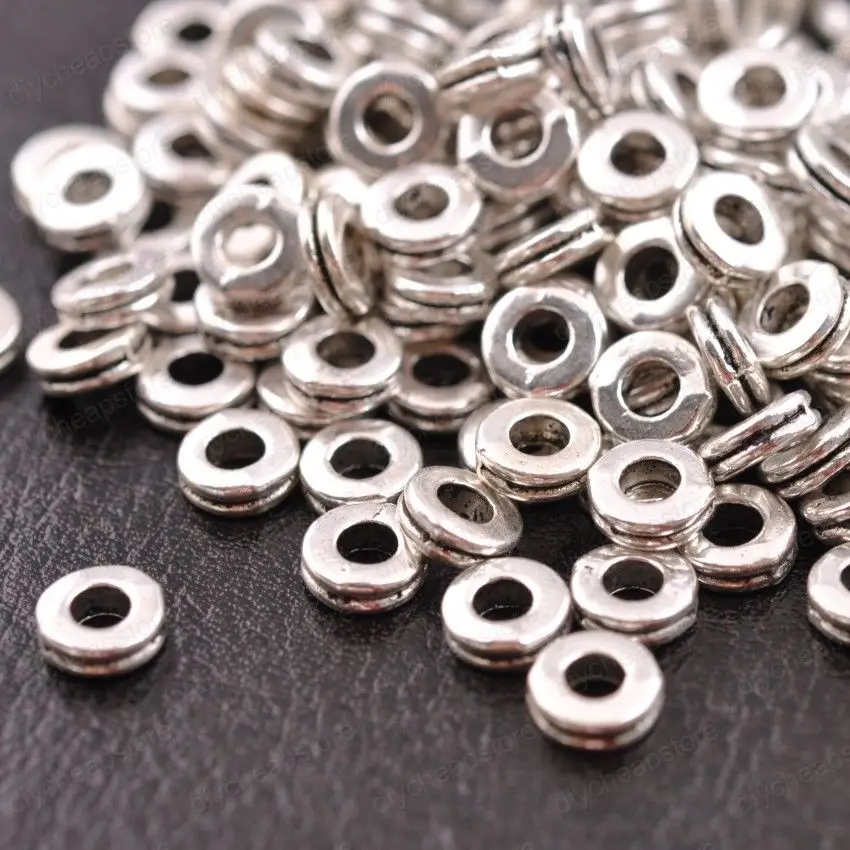 Antique Silver 100 шт Круглые тибетские серебряные DIY бусины для изготовления ювелирных изделий металлические амулеты разделительные бусины фурнитура для браслета 6 мм - Цвет: Antique Silver